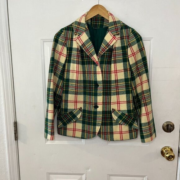 Vintage Woman's Bobbie Brook's Plaid Wool Plaid Made In USA Blazer Sz 13 - Picture 10 of 10